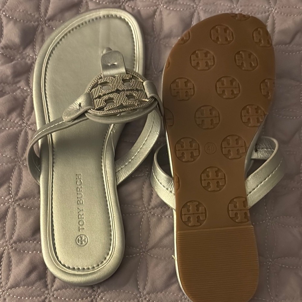 Tory Burch Silver Sandals